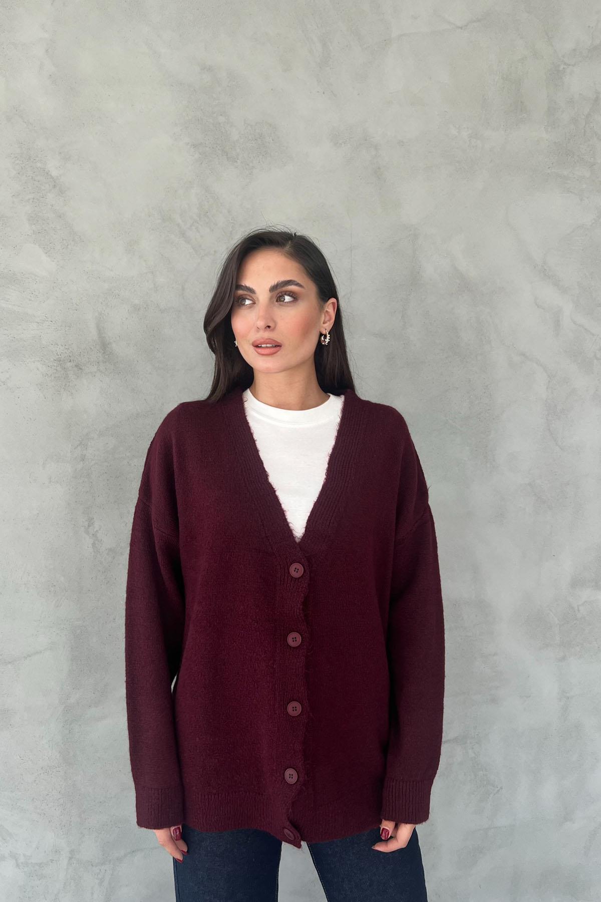 Claret Red Bernina Oversize Knitted Cardigan