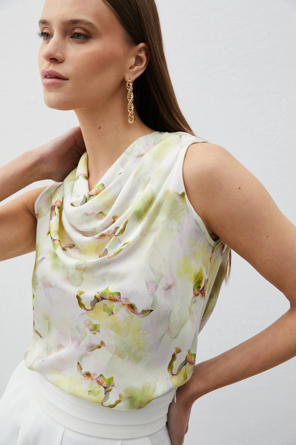 Degaje Collar Patterned Blouse - OIL GREEN