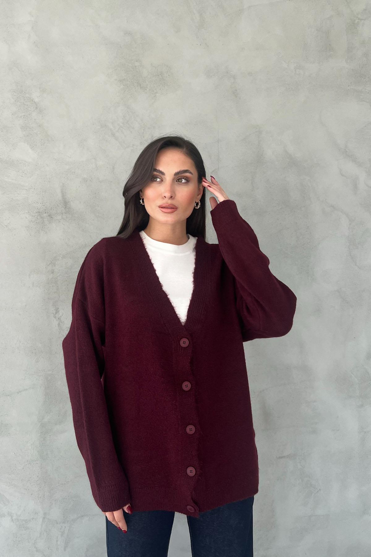 Claret Red Bernina Oversize Knitted Cardigan