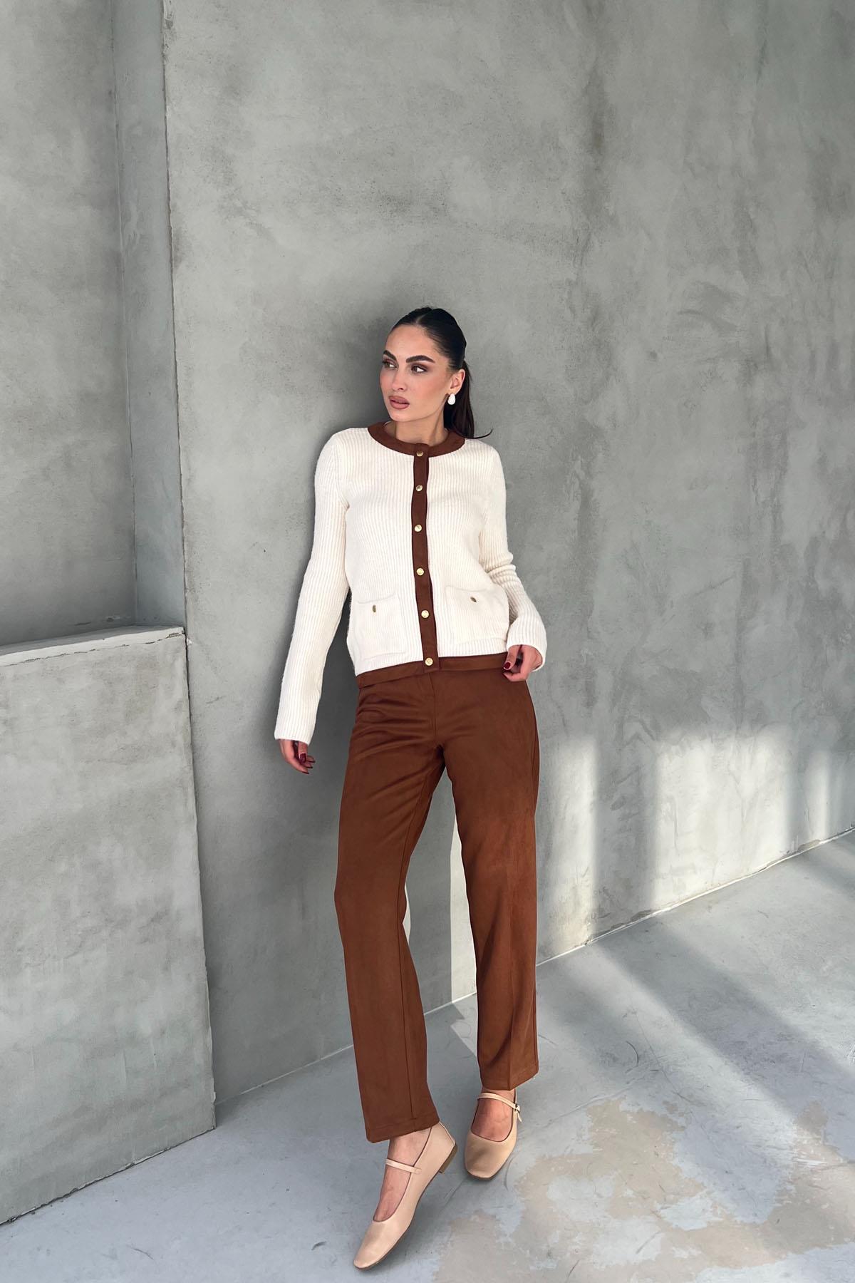 Coffee Caprera Suede Trousers