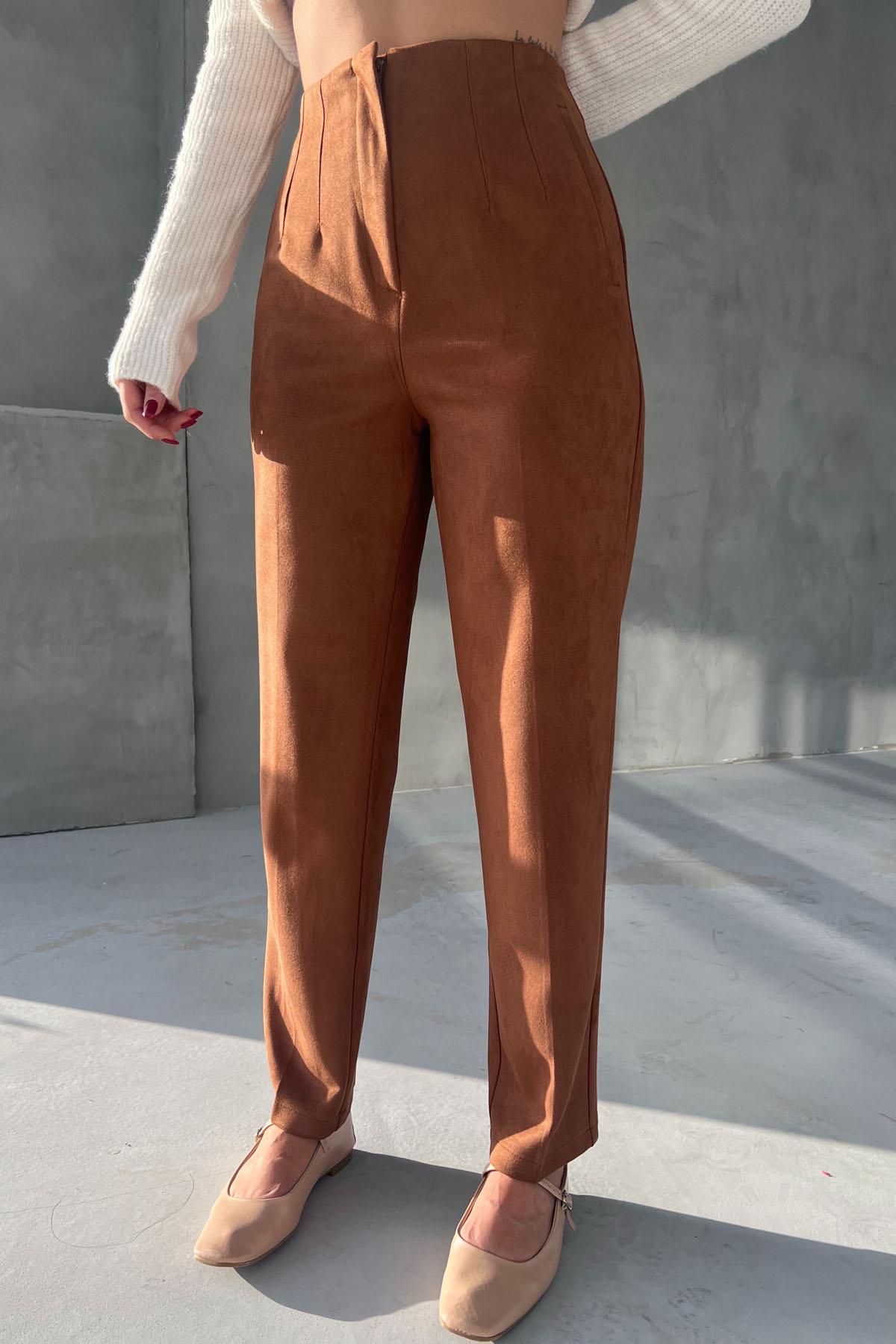 Coffee Caprera Suede Trousers