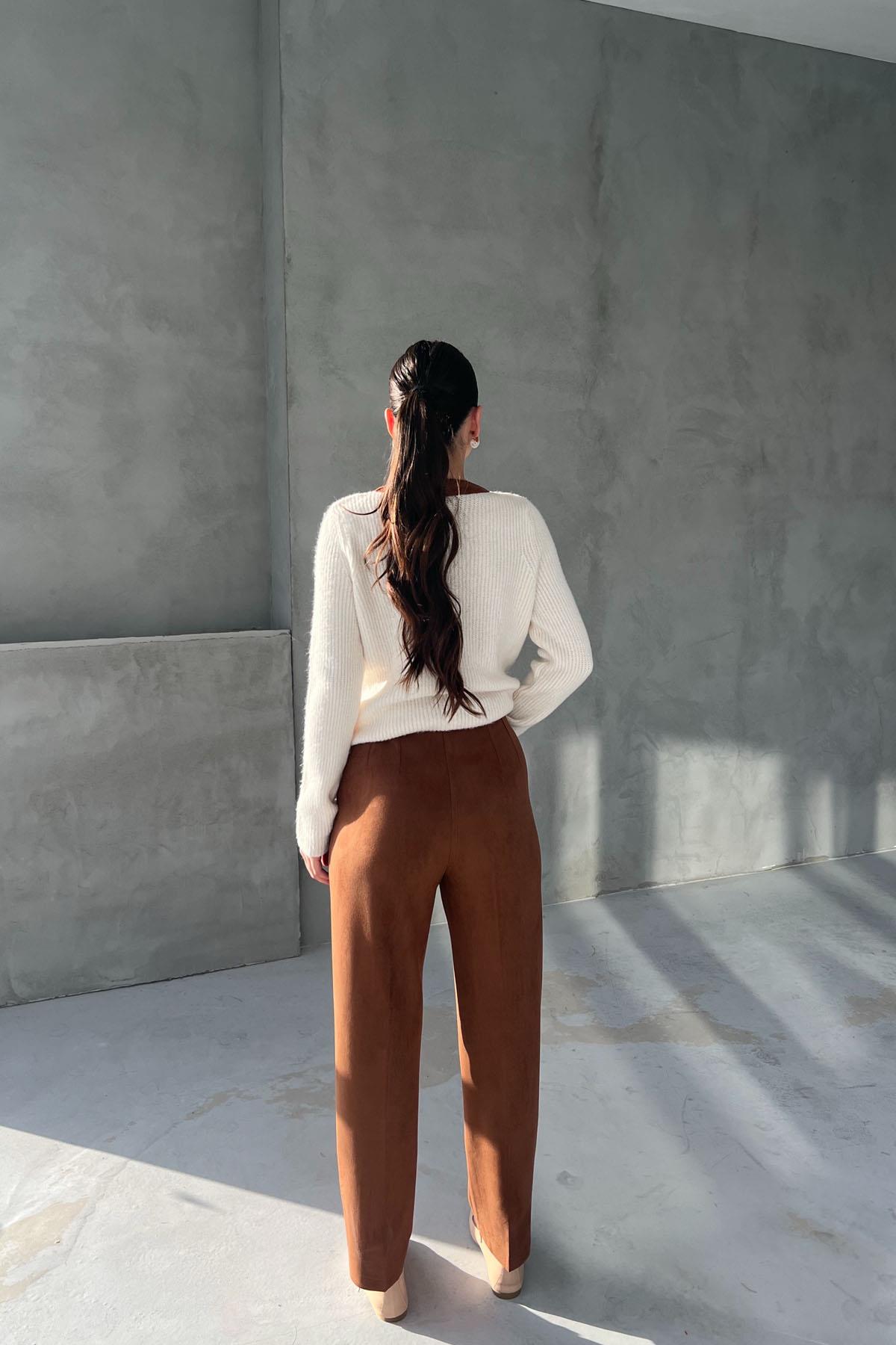 Coffee Caprera Suede Trousers