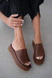 Darriel Thick Heeled Women's Slippers- BROWN