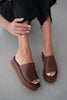 Darriel Thick Heeled Women's Slippers- BROWN