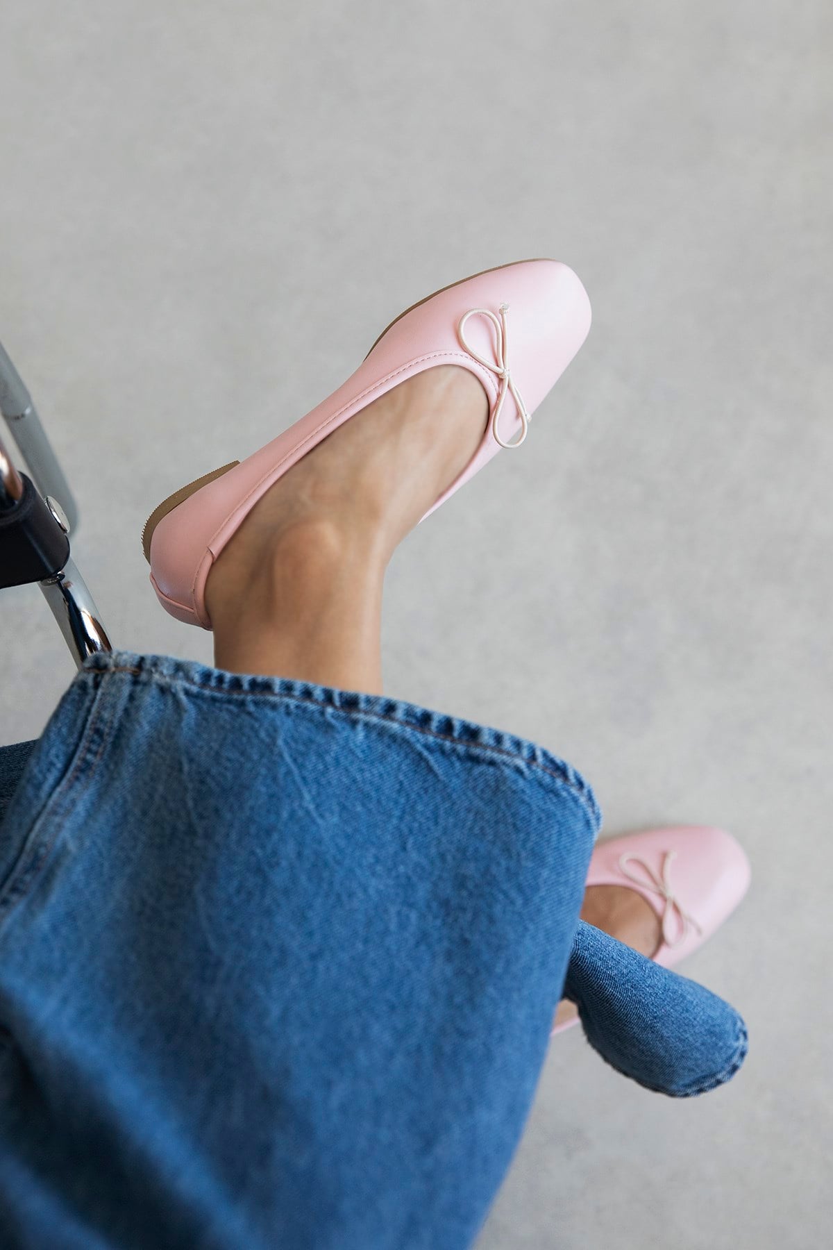 GALO POWDER PINK LEATHER BOW DETAIL WOMEN’S BALLET FLATS