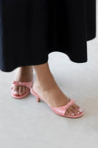 OWEN POWDER PINK SATIN HIGH HEEL WOMEN’S SLIPPERS