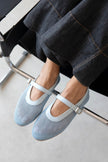 CAROL BABY BLUE LACE & MESH DETAIL WOMEN’S BALLET FLATS