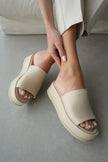 Darriel Thick Heeled Women's Slippers- BEIGE