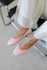 LILY POWDER PINK LEATHER BOW DETAIL WOMEN’S BALLET FLATS