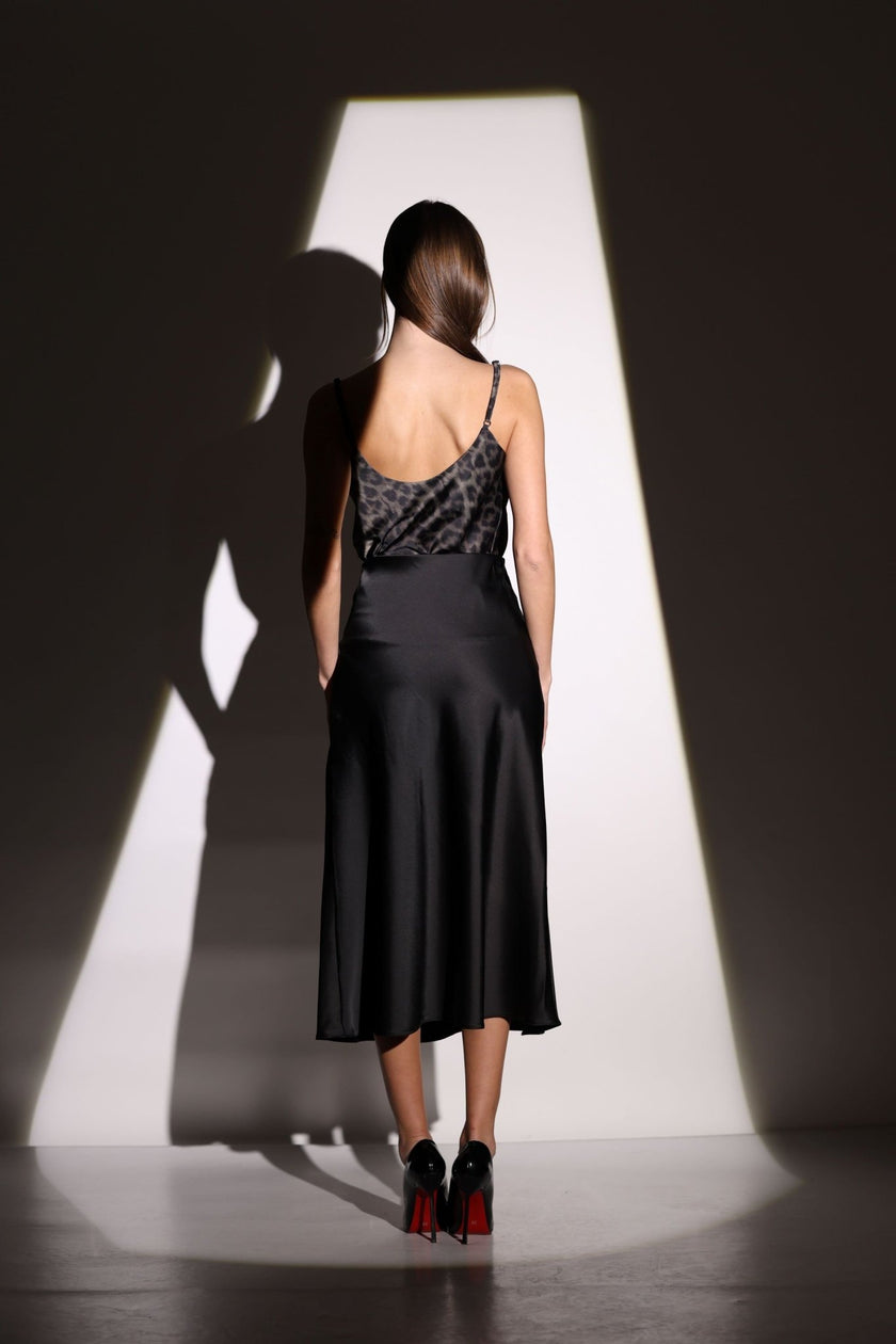 SATIN BLACK Skirt - Lebbse