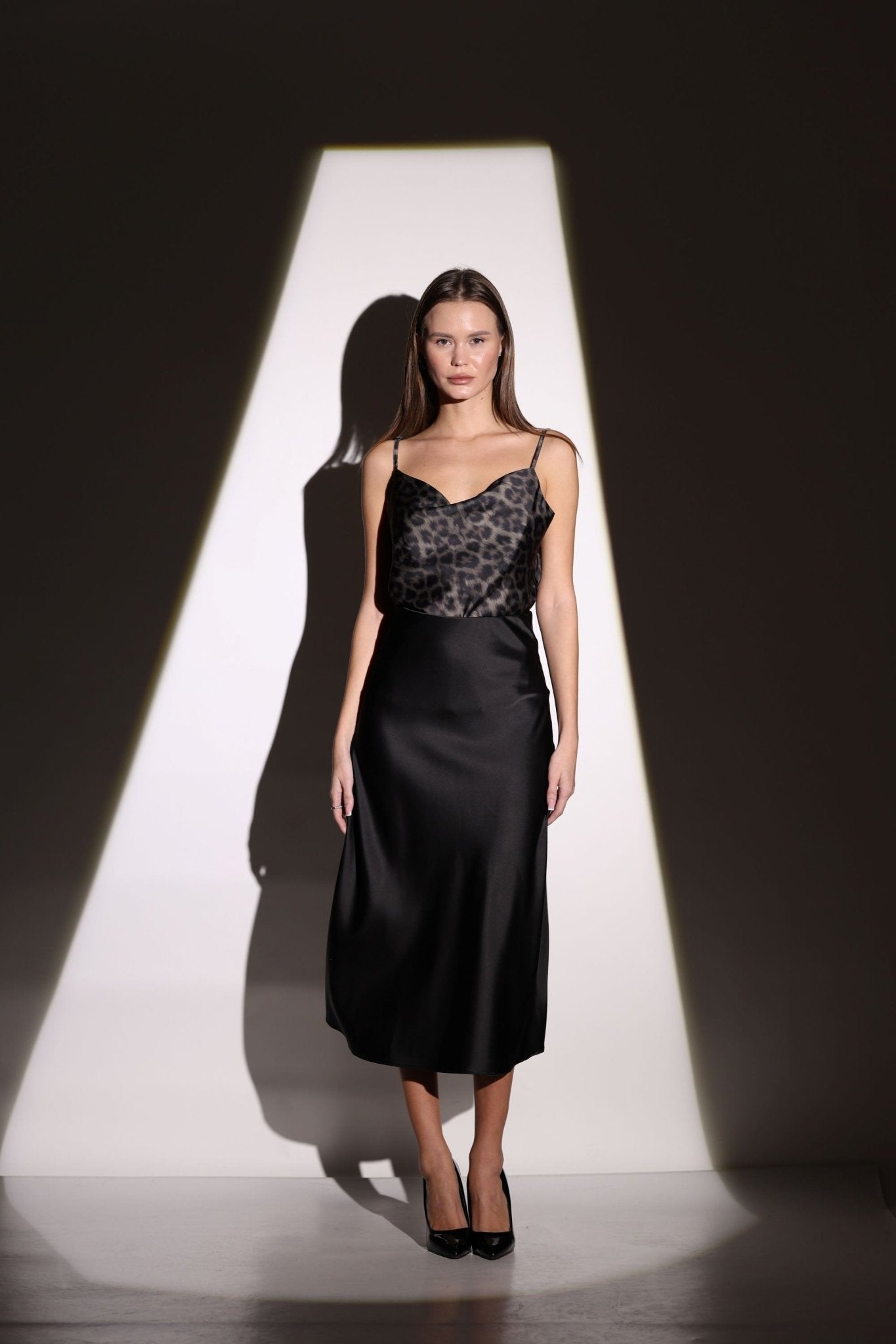 SATIN BLACK Skirt - Lebbse