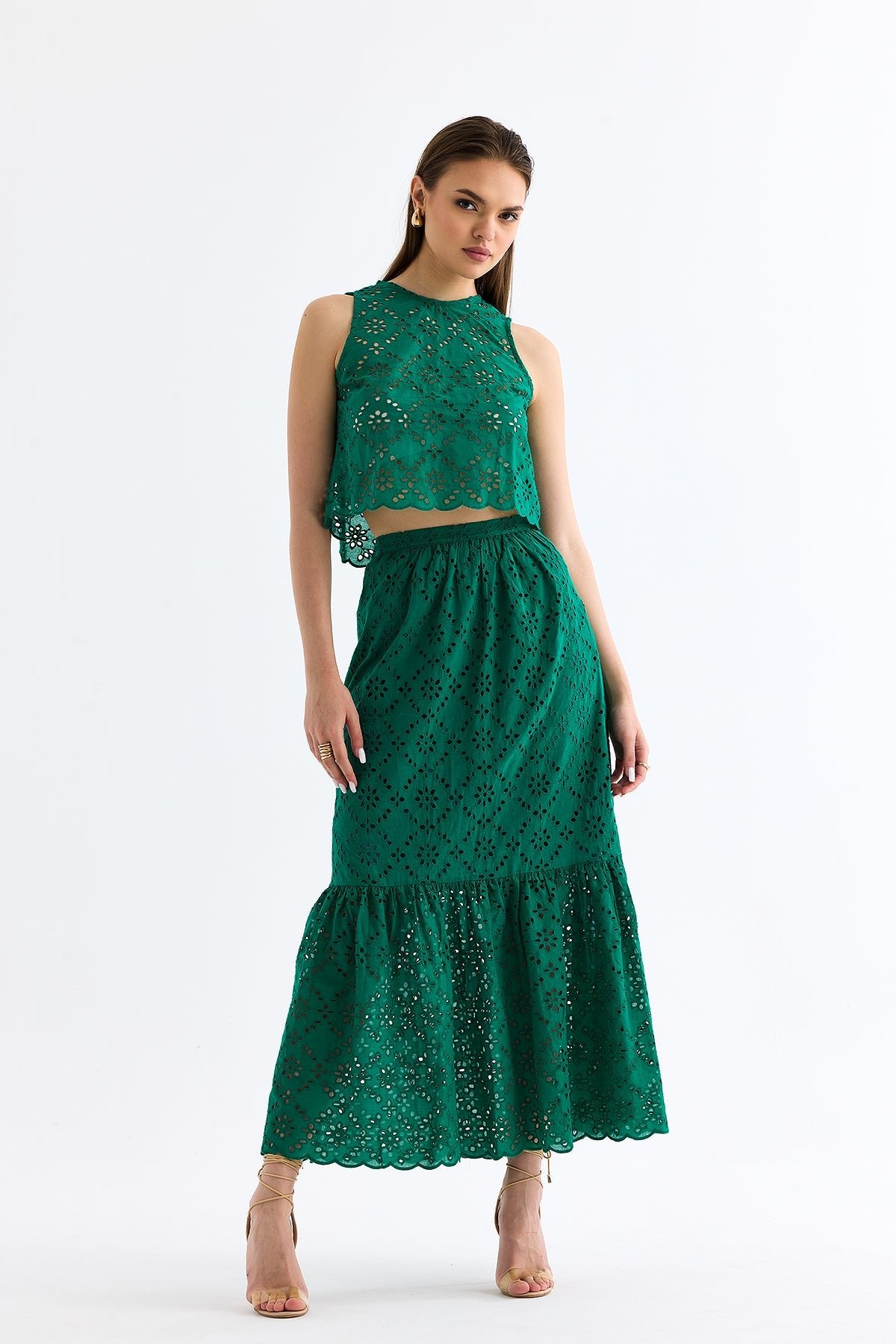 Scallop Skirt Set Green - Lebbse