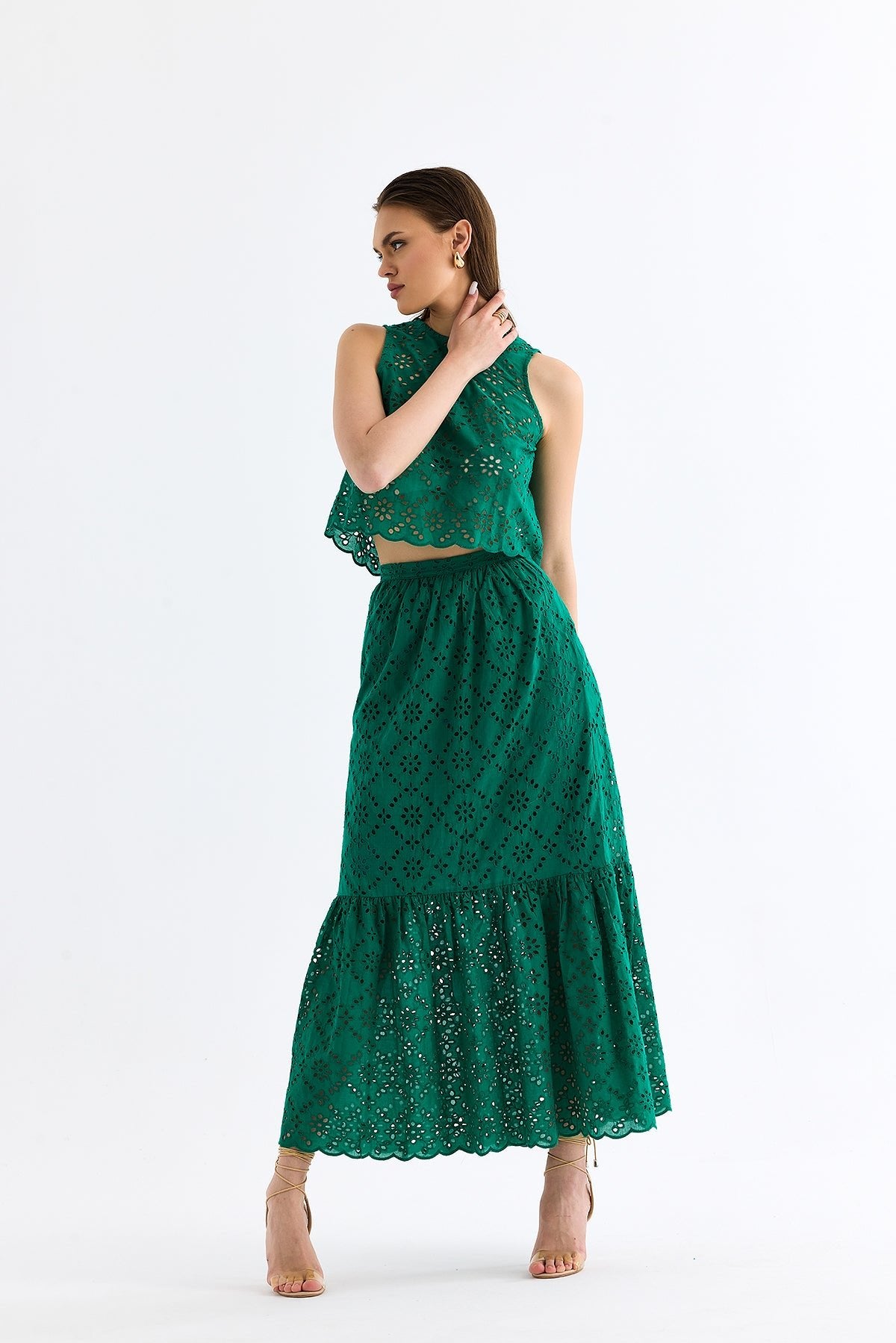 Scallop Skirt Set Green - Lebbse