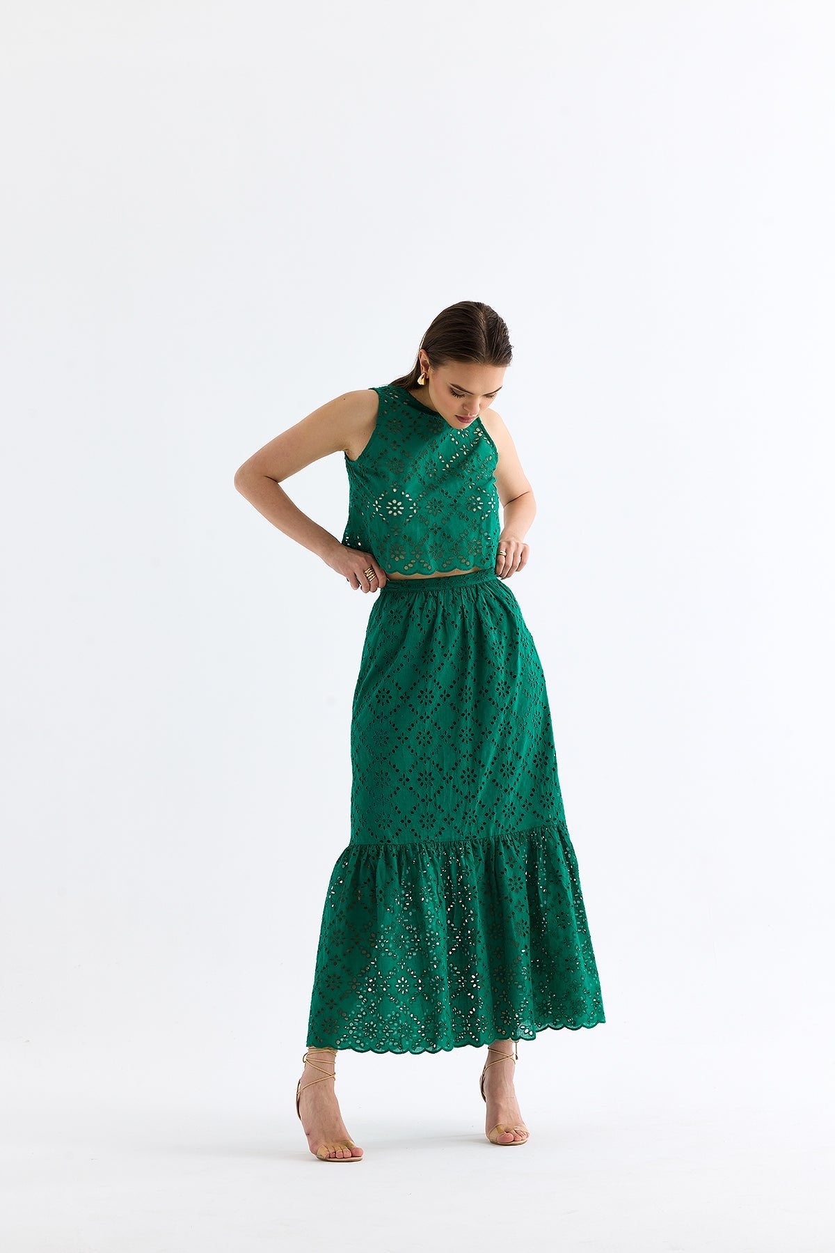 Scallop Skirt Set Green - Lebbse