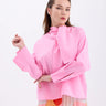 قميص نسائي بياقة وشاح وردي - SCARF COLLAR SHIRT – PINK