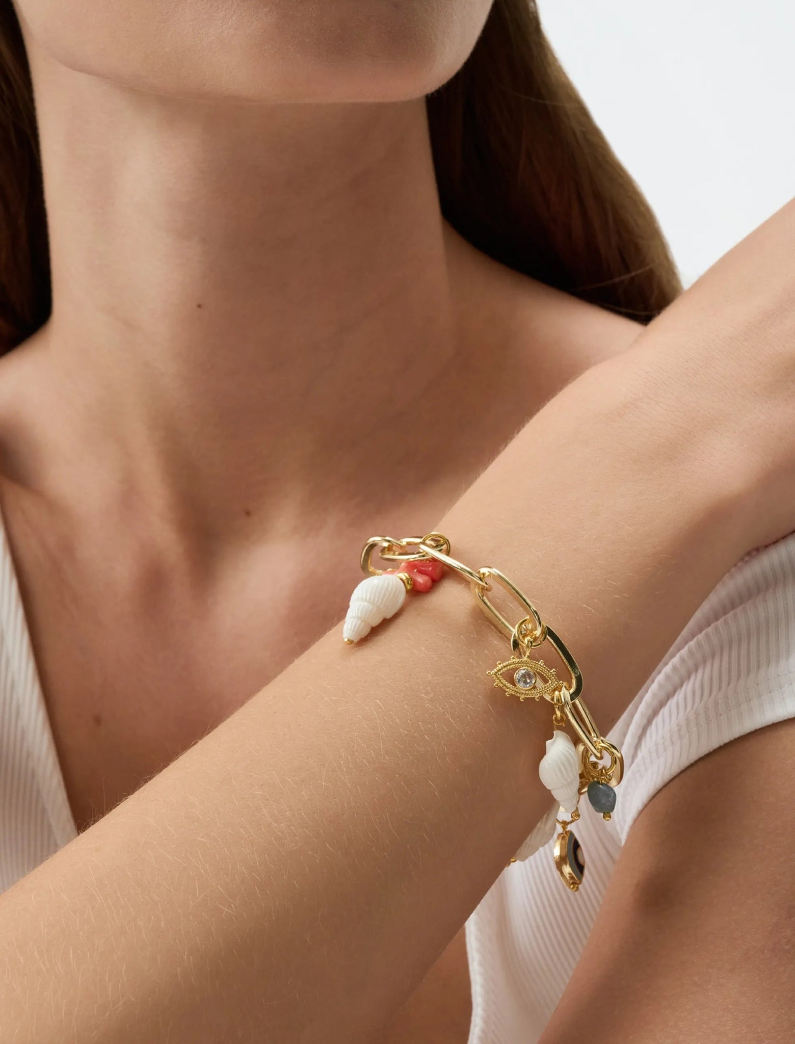 Seashell Figured Eye Detail Bracelet - Lebbse