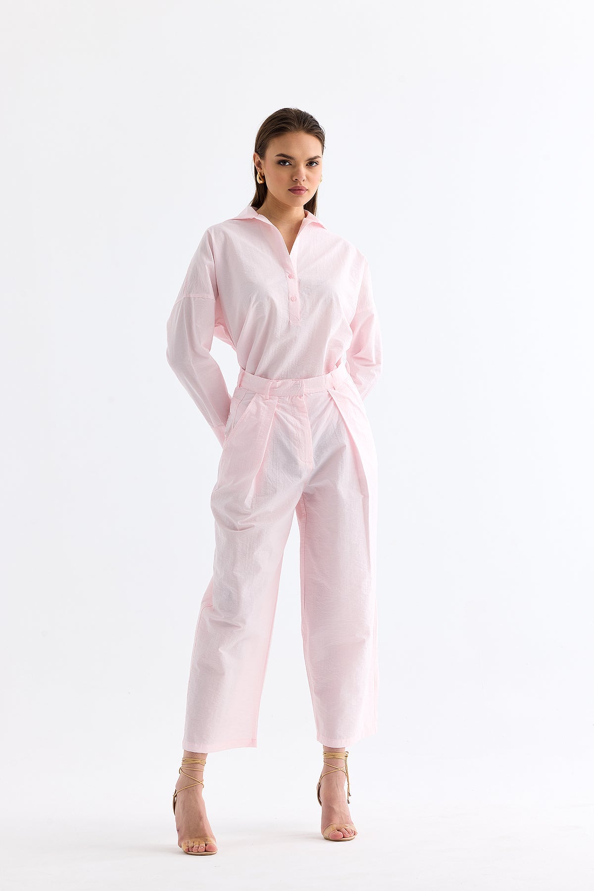Shalwar Type Parachute Trousers Pink - Lebbse