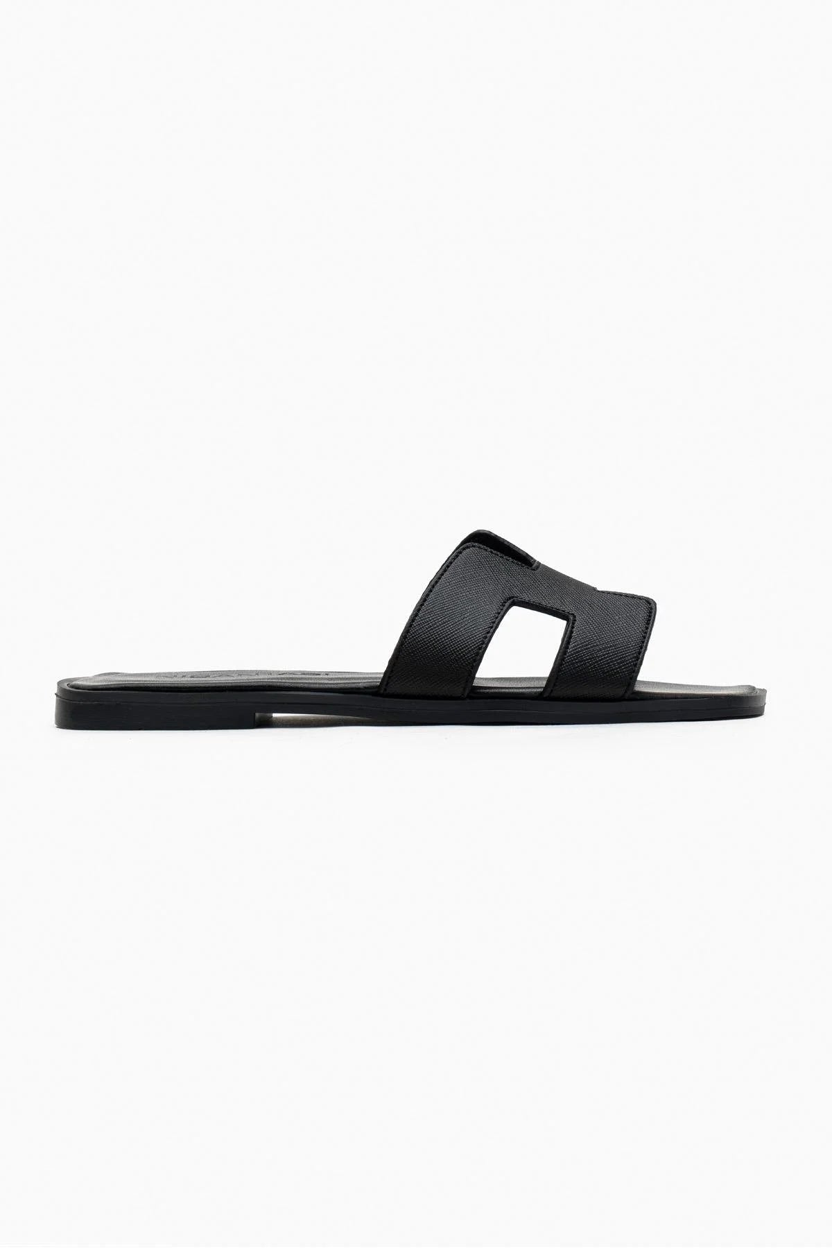 SHANE BLACK MATTE FLAT SOLE WOMEN'S SLIPPERS - Lebbse