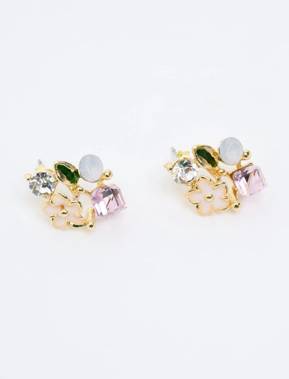 Shiny Earrings with Flower Figures - Lebbse