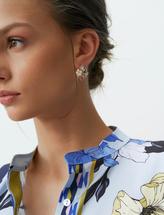 Shiny Earrings with Flower Figures - Lebbse