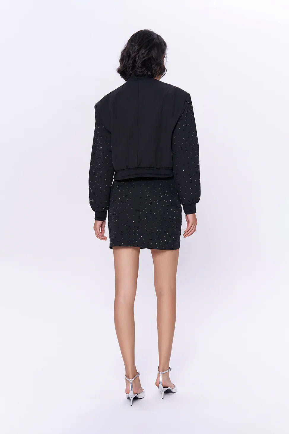 Shiny Stone Mini Skirt Black - Lebbse