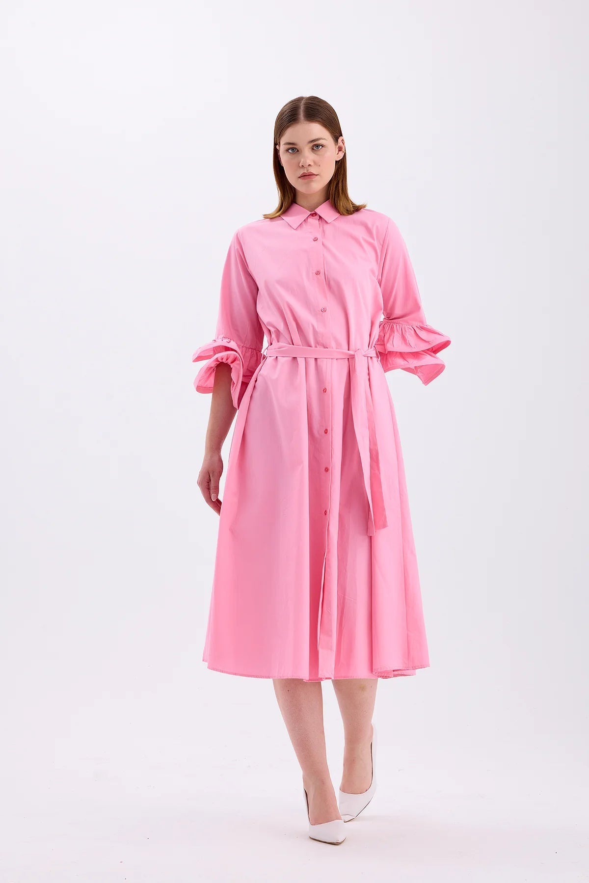Shirt Collar Dress Pink | CLOTHES | DRESS | Lebbse Shirt Collar Dress Pink | CLOTHES | DRESS | Lebbse