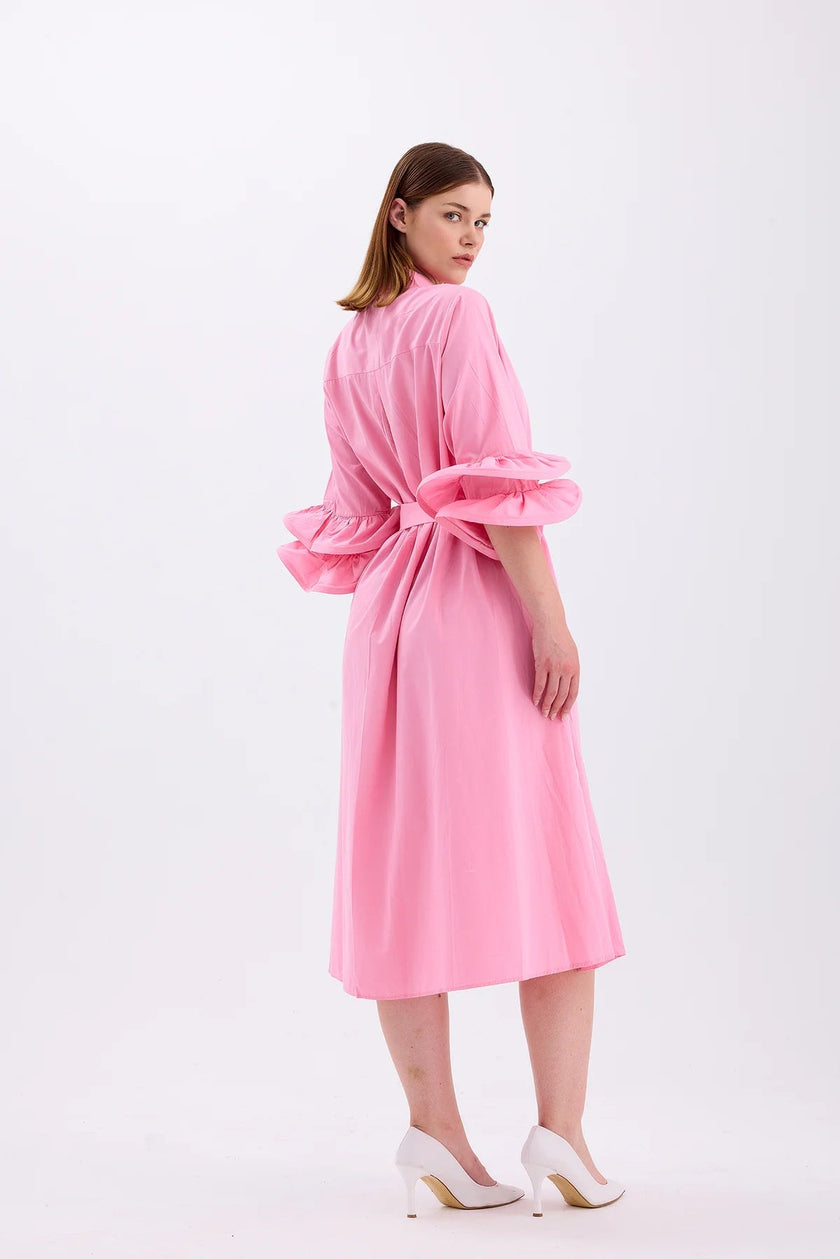 Shirt Collar Dress Pink - Lebbse