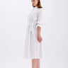 فستان ابيض ناعم طويل بياقة قميص - Shirt Collar Dress – White