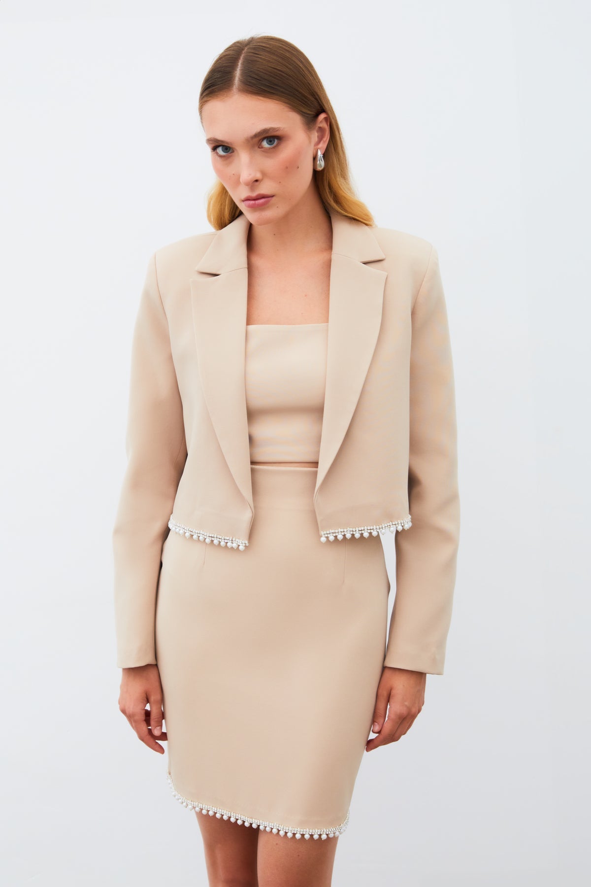 Short Jacket with Accessories - BEIGE - Lebbse