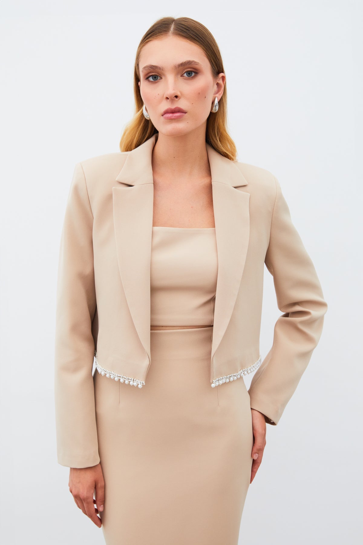 Short Jacket with Accessories - BEIGE - Lebbse