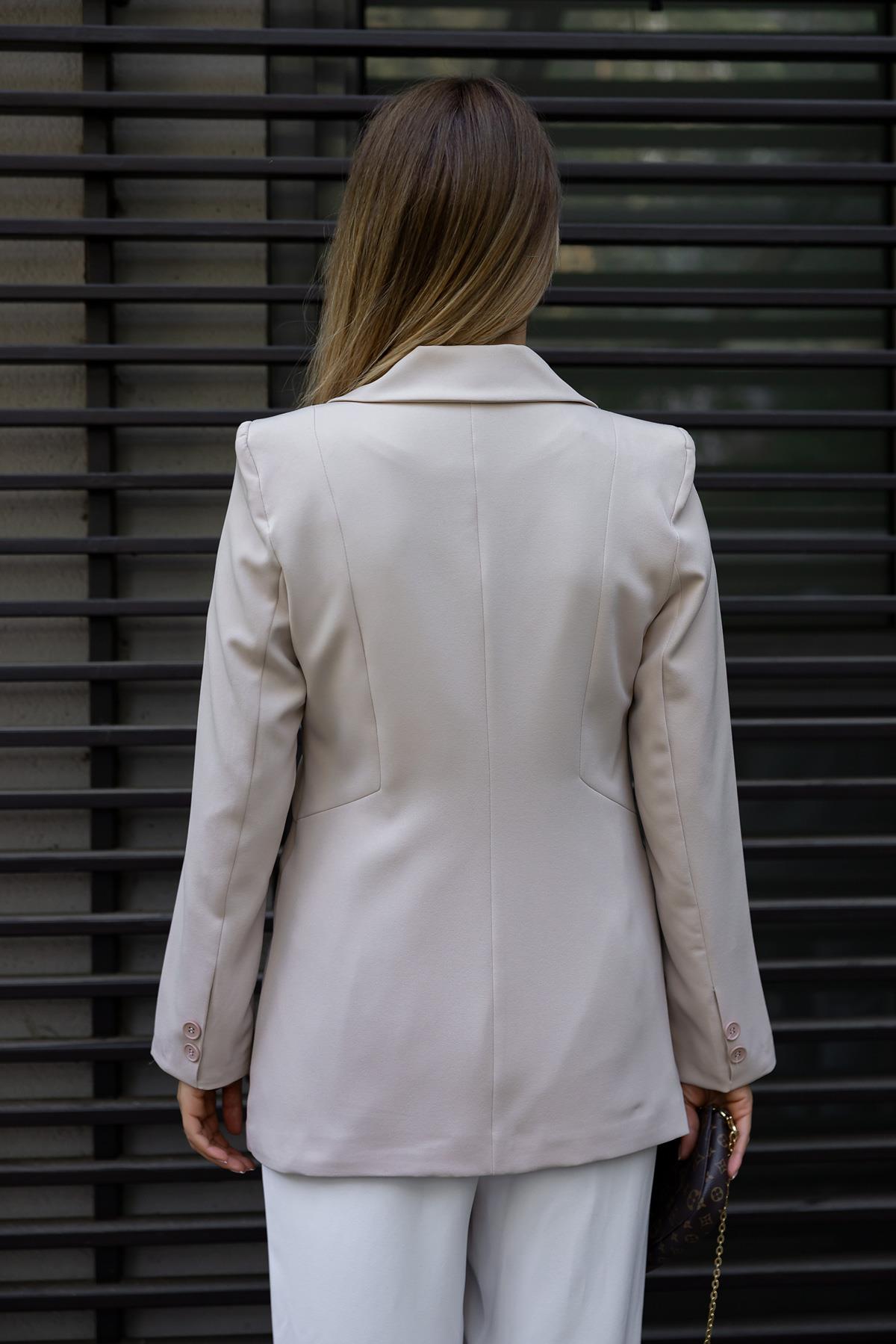 Single Button Jacket - CREAM - Lebbse