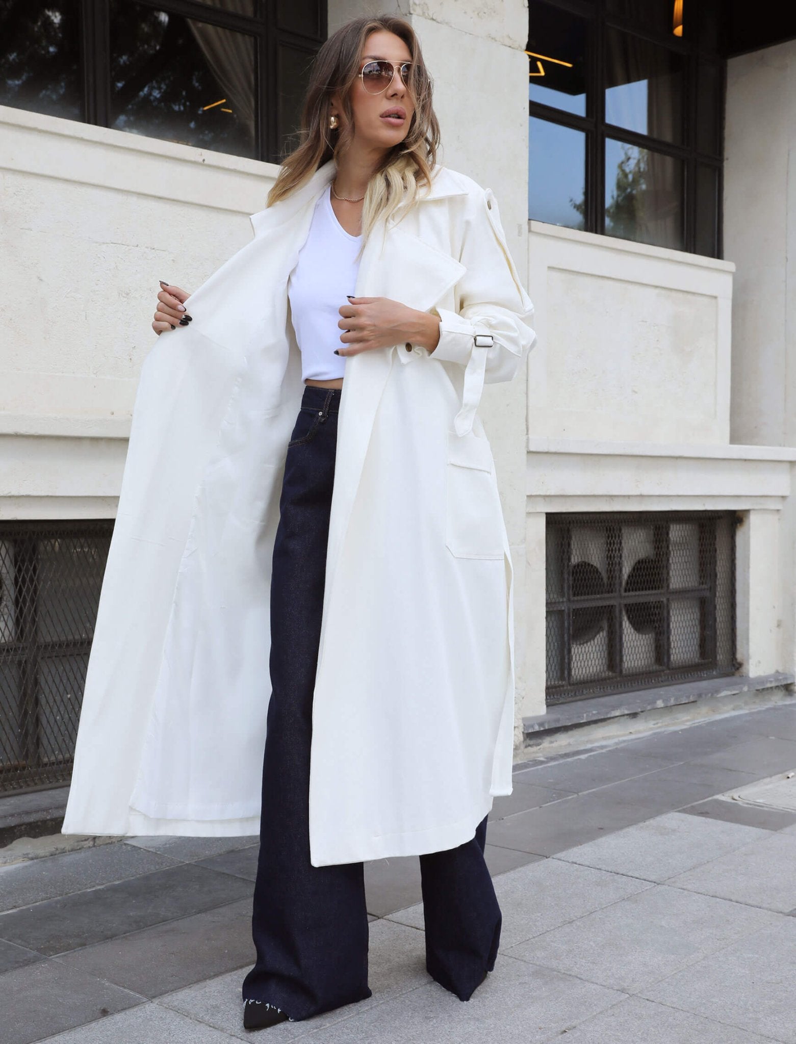 Snap Belted Long Trench - Lebbse