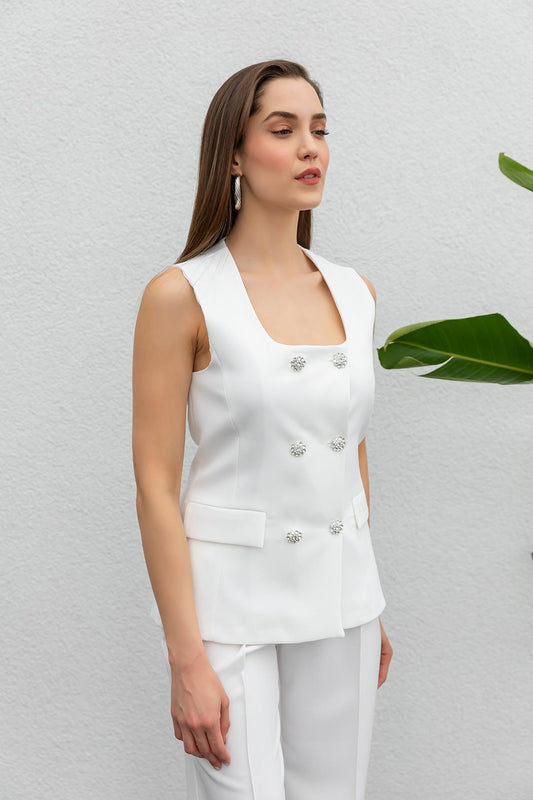 Square Neck Premium Suit - WHITE - Lebbse