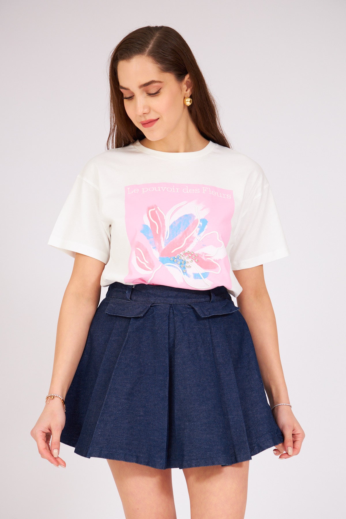 Stone And Rose Detailed Tshirt | CLOTHES | Lebbse Stone And Rose Detailed Tshirt | CLOTHES | Lebbse