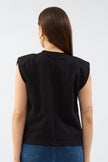 Stone Printed Padded Sleeveless Blouse Black - Lebbse