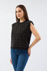 Stone Printed Padded Sleeveless Blouse Black - Lebbse