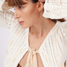 كارديجان شيفون نقش خطوط مفرغة محبوكة - STONE STRIP DETAIL KNIT CARDIGAN