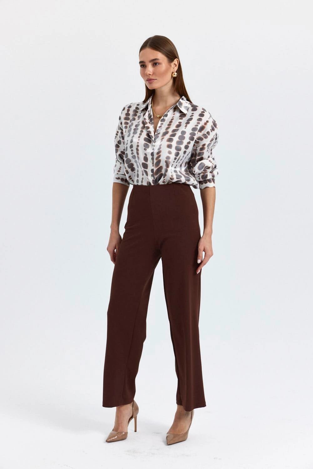 STRAIGHT CUT WOMEN'S TROUSERS WITH WAIST ELASTIC - Lebbse