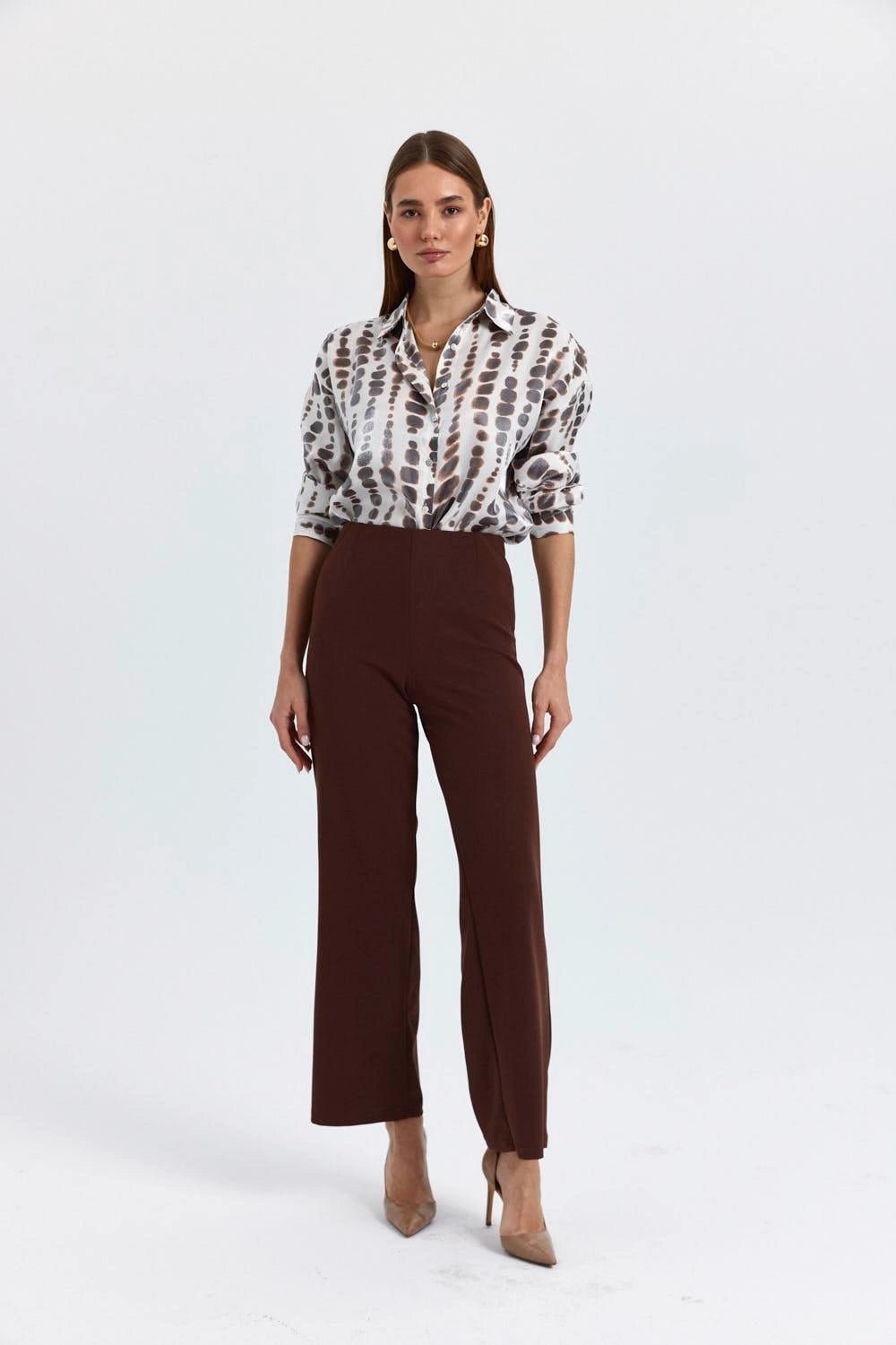 STRAIGHT CUT WOMEN'S TROUSERS WITH WAIST ELASTIC - Lebbse