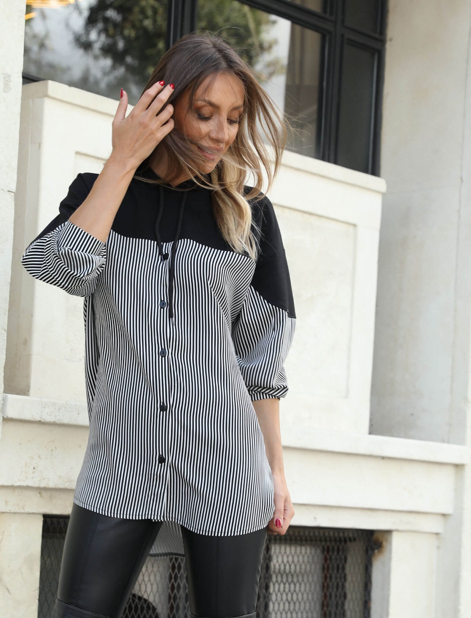 Striped Hooded Ole Shirt - Sweat - Lebbse