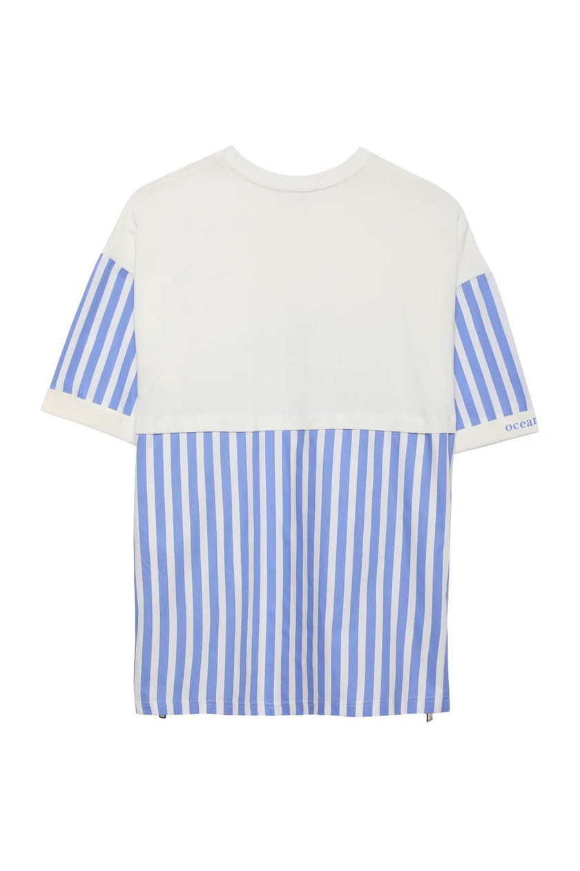 Striped T-Shirt with Side Zipper Detail - Lebbse