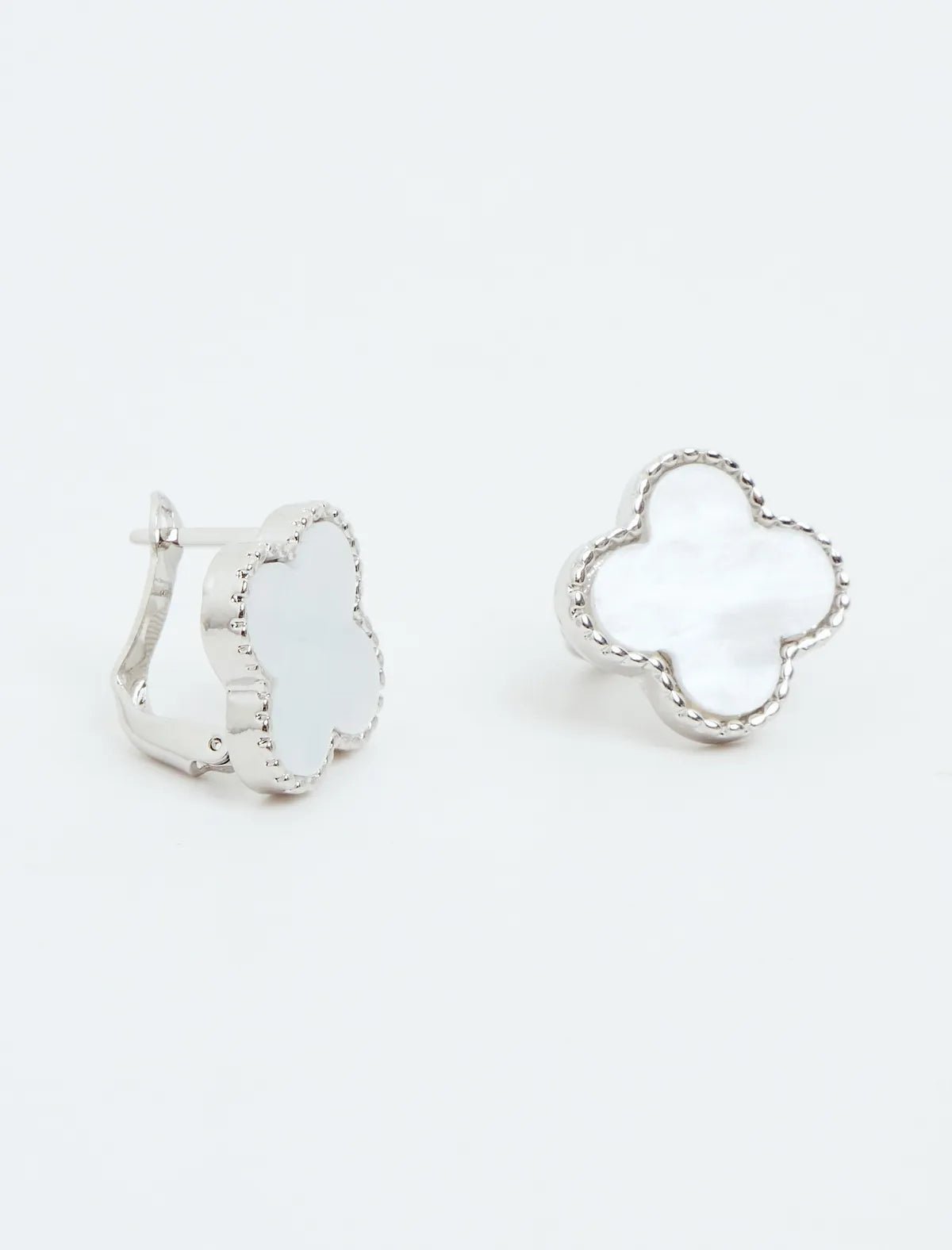 Stylish Earrings with Gray Clover Figures - Lebbse