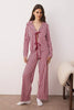 Plum-Pink Soft Touch Cotton Striped Tie-Down Knit Pajama Set