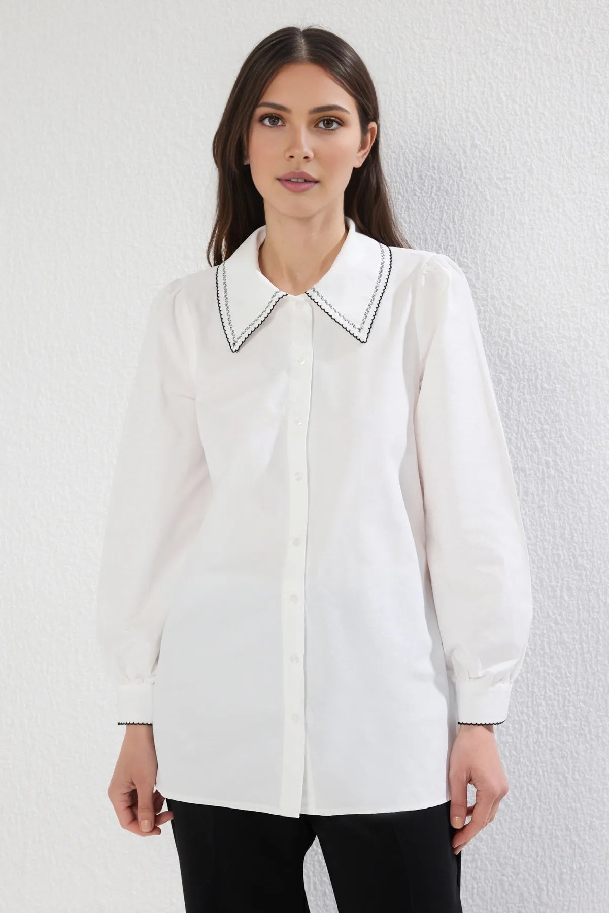 Regular Terrycotton Plain Weave Modest Shirt