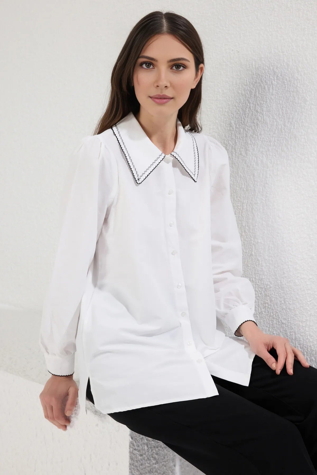 Regular Terrycotton Plain Weave Modest Shirt