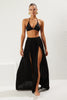 Black Maxi Knitted Slit Beach Skirt