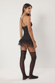 Black Tulle/Mesh Garter Sockless Knitted Babydoll