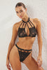 Black Lace Openwork/Hole Coverless Knitted Underwear Set