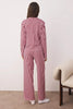 Plum-Pink Soft Touch Cotton Striped Tie-Down Knit Pajama Set