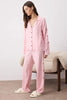 Pink Ribbon/Bow Embroidery Detailed Viscose Woven Pajama Set